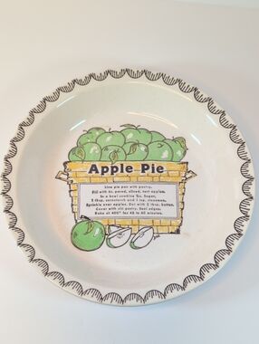 Apple Pie Vintage Ceramic Recipe Pie Plate